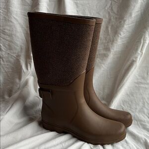 G.H. Bass & Co. Brown Herringbone Lizbeth Rain Boots